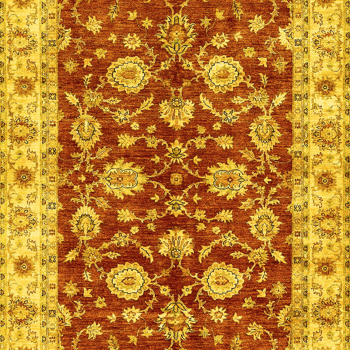 Machine Washable Oriental Yellow Traditional Rug, wshabs434yw