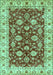 Machine Washable Oriental Turquoise Traditional Area Rugs, wshabs434turq