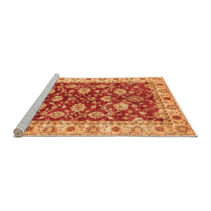 Sideview of Machine Washable Oriental Orange Traditional Area Rugs, wshabs434org