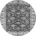 Round Machine Washable Oriental Gray Traditional Rug, wshabs434gry