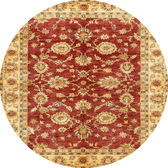 Round Abstract Orange Oriental Rug, abs434