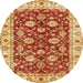 Round Abstract Orange Oriental Rug, abs434