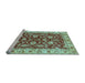 Sideview of Machine Washable Oriental Light Blue Traditional Rug, wshabs434lblu