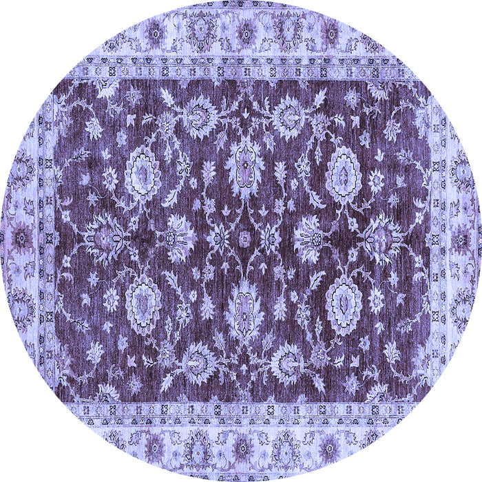 Round Oriental Blue Traditional Rug, abs434blu