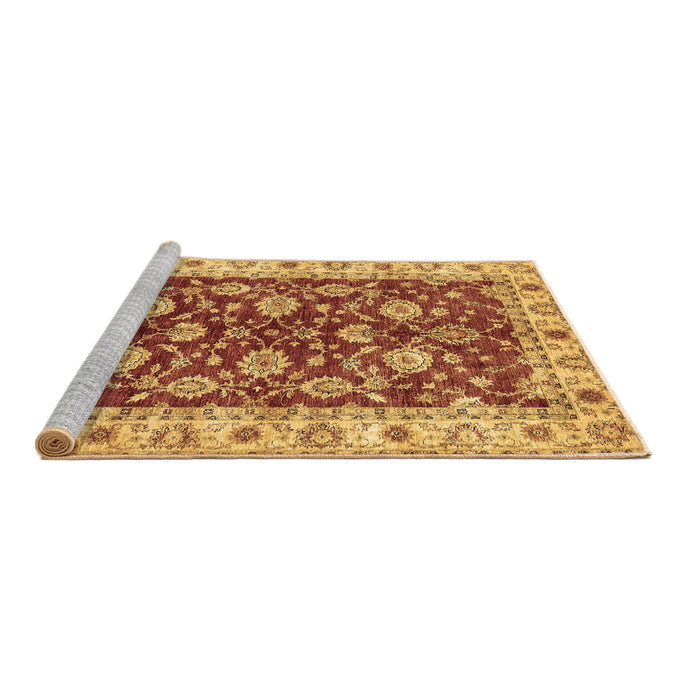 Sideview of Machine Washable Oriental Brown Traditional Rug, wshabs434brn