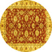 Round Oriental Yellow Traditional Rug, abs434yw