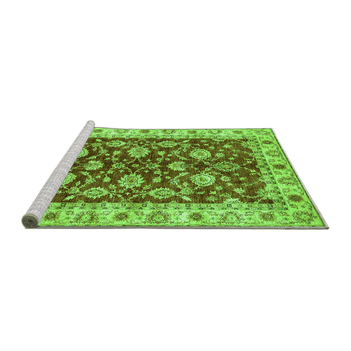 Sideview of Machine Washable Oriental Green Traditional Area Rugs, wshabs434grn