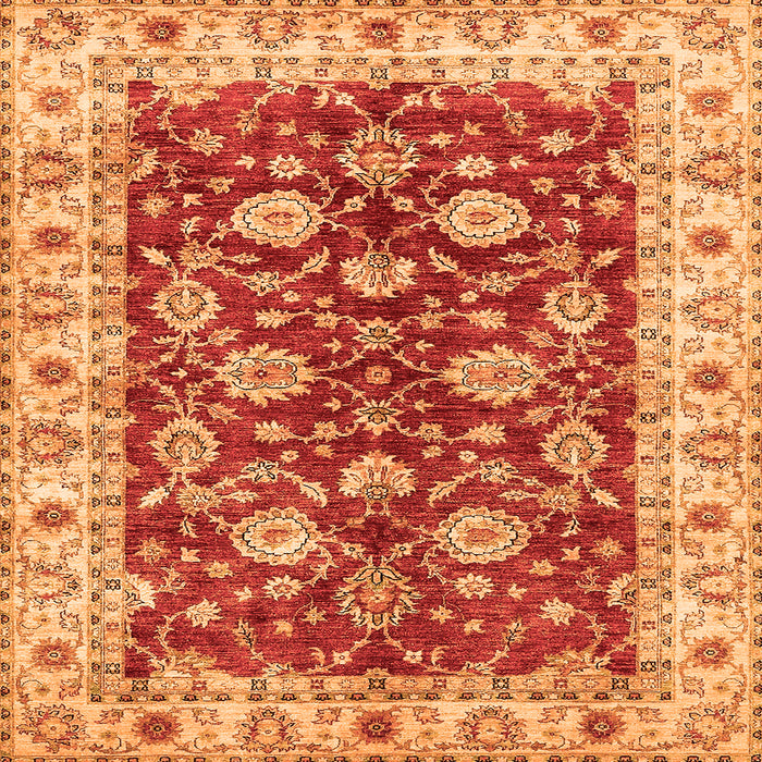 Square Machine Washable Oriental Orange Traditional Area Rugs, wshabs434org