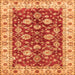 Square Machine Washable Oriental Orange Traditional Area Rugs, wshabs434org