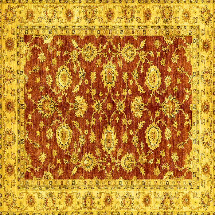 Square Oriental Yellow Traditional Rug, abs434yw