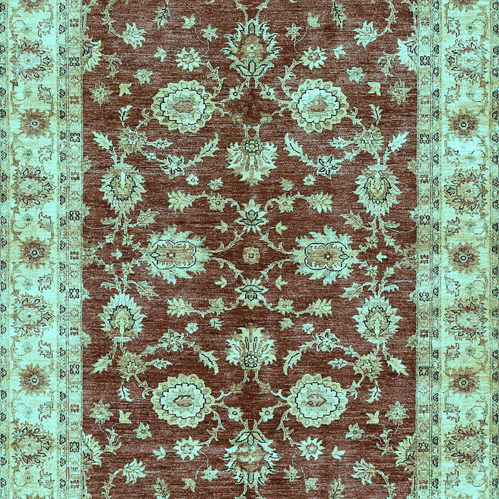 Machine Washable Oriental Light Blue Traditional Rug, wshabs434lblu