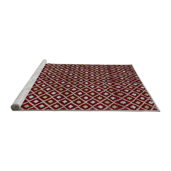 Sideview of Machine Washable Abstract Rosy Pink Rug, wshabs4350