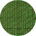 Round Machine Washable Abstract Green Modern Area Rugs, wshabs4350grn