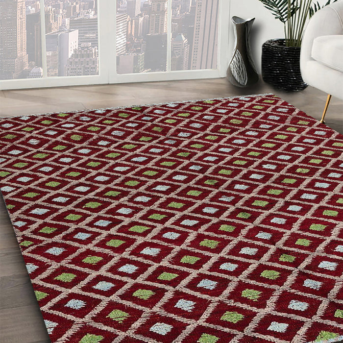 Abstract Pink Modern Rug in Family Room, abs4350