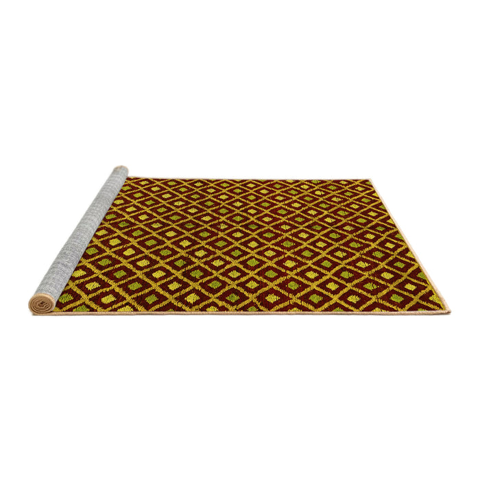 Sideview of Machine Washable Abstract Yellow Modern Rug, wshabs4350yw