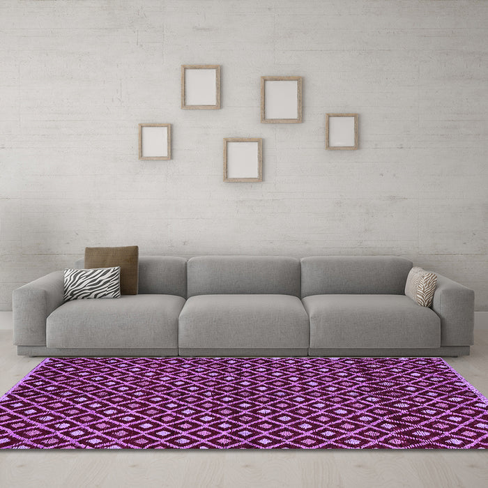 Machine Washable Abstract Purple Modern Area Rugs in a Living Room, wshabs4350pur