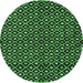 Round Machine Washable Abstract Emerald Green Modern Area Rugs, wshabs4350emgrn