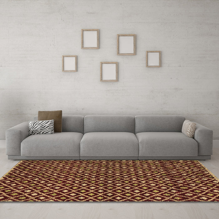 Machine Washable Abstract Brown Modern Rug in a Living Room,, wshabs4350brn