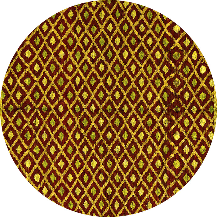 Round Abstract Yellow Modern Rug, abs4350yw