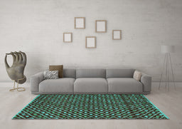 Machine Washable Abstract Turquoise Modern Area Rugs in a Living Room,, wshabs4350turq
