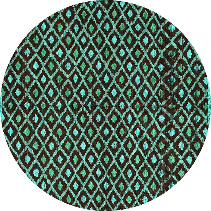 Round Machine Washable Abstract Turquoise Modern Area Rugs, wshabs4350turq