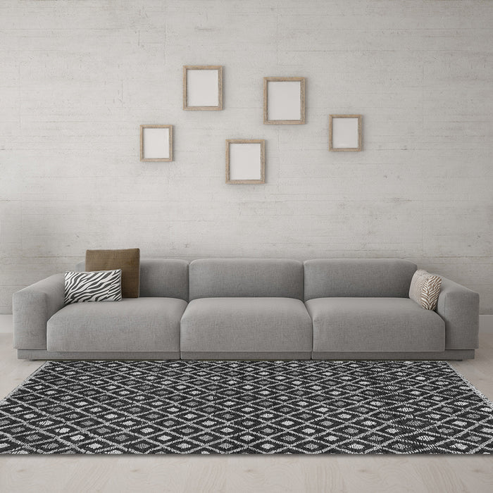 Machine Washable Abstract Gray Modern Rug in a Living Room,, wshabs4350gry
