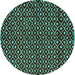 Round Abstract Turquoise Modern Rug, abs4350turq