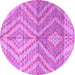 Round Machine Washable Abstract Purple Modern Area Rugs, wshabs4351pur