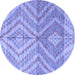 Round Abstract Blue Modern Rug, abs4351blu