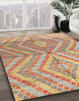 Abstract Chocolate Brown Modern Rug in Family Room, abs4351