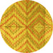 Round Machine Washable Abstract Yellow Modern Rug, wshabs4351yw