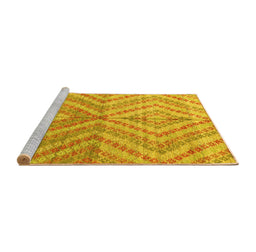 Sideview of Machine Washable Abstract Yellow Modern Rug, wshabs4351yw