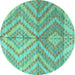 Round Abstract Turquoise Modern Rug, abs4351turq