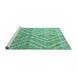 Sideview of Machine Washable Abstract Turquoise Modern Area Rugs, wshabs4351turq