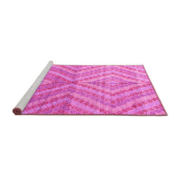 Sideview of Machine Washable Abstract Pink Modern Rug, wshabs4351pnk