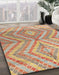 Abstract Chocolate Brown Modern Rug in Family Room, abs4351