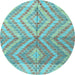 Round Abstract Light Blue Modern Rug, abs4351lblu