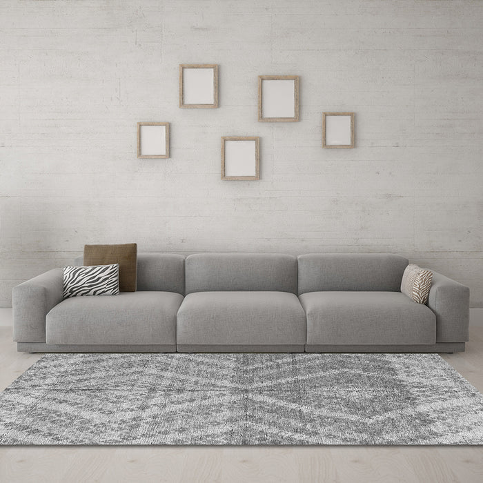 Machine Washable Abstract Gray Modern Rug in a Living Room,, wshabs4351gry