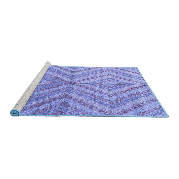 Sideview of Machine Washable Abstract Blue Modern Rug, wshabs4351blu