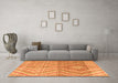 Machine Washable Abstract Orange Modern Area Rugs in a Living Room, wshabs4351org