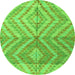 Round Machine Washable Abstract Green Modern Area Rugs, wshabs4351grn