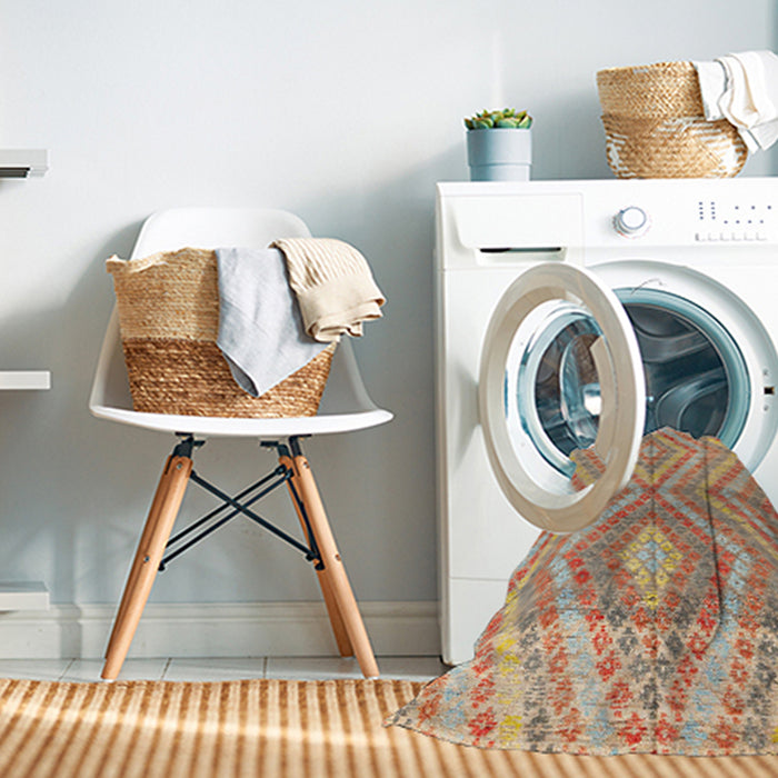 Machine Washable Abstract Chocolate Brown Rug in a Washing Machine, wshabs4351