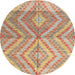 Round Abstract Chocolate Brown Modern Rug, abs4351