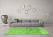 Machine Washable Abstract Green Modern Area Rugs in a Living Room,, wshabs4351grn