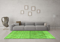 Machine Washable Abstract Green Modern Rug, wshabs4351grn