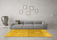 Machine Washable Abstract Yellow Modern Rug, wshabs4351yw