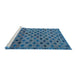 Sideview of Machine Washable Abstract Iceberg Blue Rug, wshabs4352