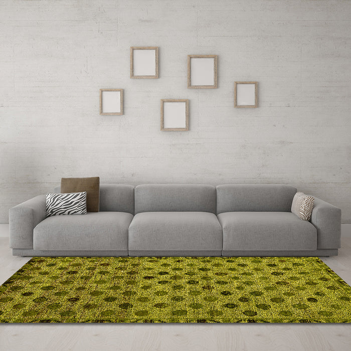 Machine Washable Abstract Yellow Modern Rug in a Living Room, wshabs4352yw