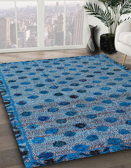 Abstract Iceberg Blue Modern Rug in Family Room, abs4352