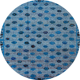 Round Abstract Iceberg Blue Modern Rug, abs4352